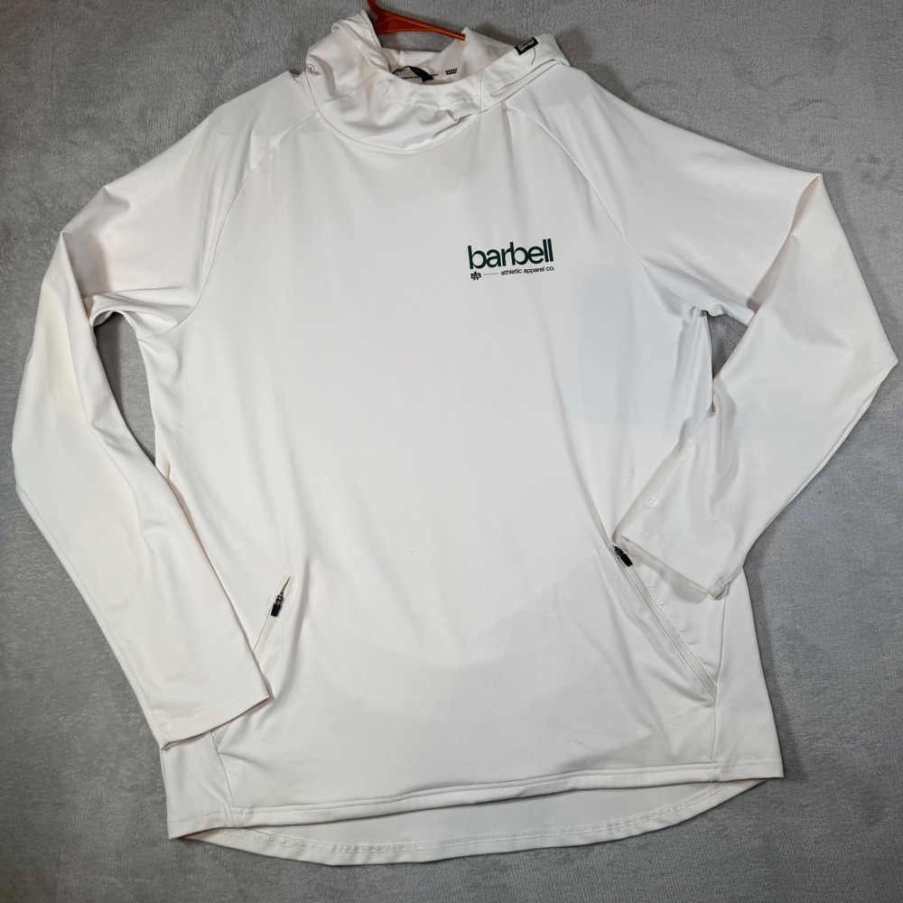 Barbell Athletic Apparel Co Mens XL White Performance Hoodie Zipper Pockets